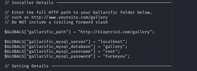 phpmyadmin credential